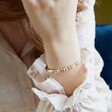 Model Wears Beaded Hearts Bracelet in Silver, Rose Gold and Gold From Lisa Angel