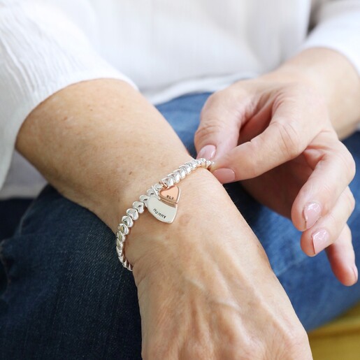 Lisa Angel Personalised Beaded Hearts Bracelet on Model
