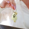 Unique Engraved Personalised Pet's Pawprint Antiqued Brass Keyring From Lisa Angel