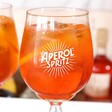 Close Up of Logo on Aperol Spritz Cocktail Glass