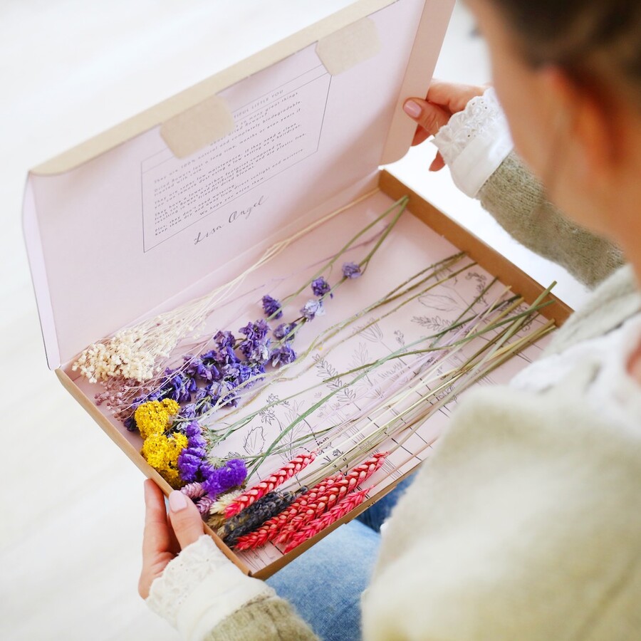 Rainbow Brights Cut Dried Flowers Letterbox Gift Lisa Angel