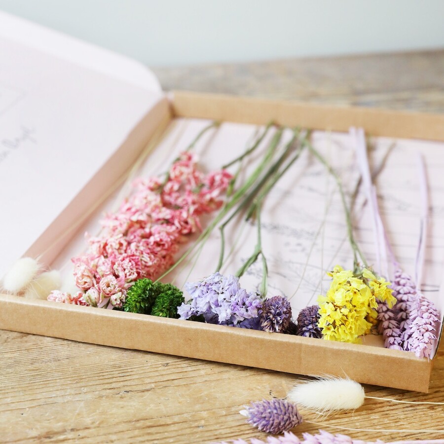 Pastel Cut Dried Flowers Letterbox Gift | Lisa Angel