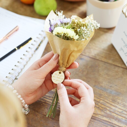 Close Up Of Token Personalised Teacher Token Dried Flower Posy From Lisa Angel