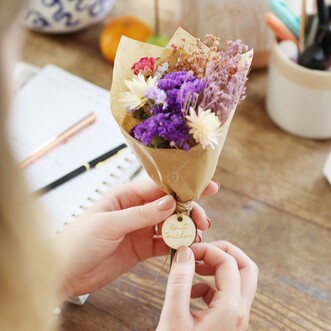 Personalised Teacher Token Dried Flower Posy