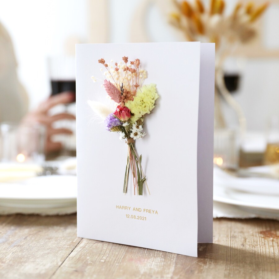 Personalised Foil Dried Flower Greetings Card Lisa Angel