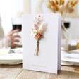 Greeting Card with Real Dried Flowers in Pink
