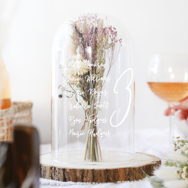 Personalised Wedding Guest Glass Dome Centrepiece Personalised Wedding Guest Glass Dome Centrepiece
