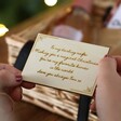 Model Holding Personalised Message Wooden Token