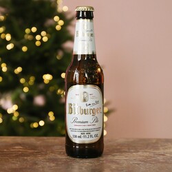 Bottle of Bitburger Pilsner German Lager Beer