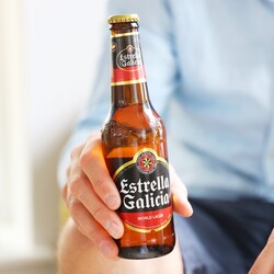Bottle of Estrella Galicia Spanish Lager Beer