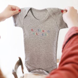 Embroidered 'Everything Will Be OK' Short Sleeved Babygrow
