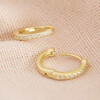 Women's Gold Sterling Silver Crystal Bar Huggie Hoop Earrings