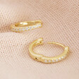 Women's Gold Sterling Silver Crystal Bar Huggie Hoop Earrings