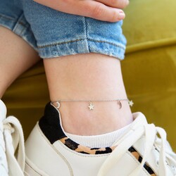 Stainless Steel Moon and Stars Anklet