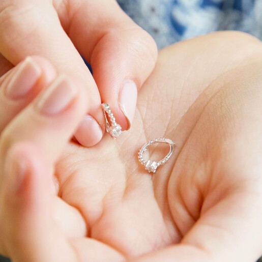 Sterling Silver Crystal Huggie Hoop Earrings
