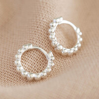 Sterling Silver Dotted Huggie Hoop Earrings