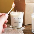 Model Lighting Candle from the Personalised Lisa Angel Mini Candle Gift Set