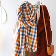 Lisa Angel Blue and Yellow Check Blanket Scarf