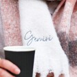 Close Up of Personalised Pink and Grey Check Winter Scarf