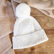 Natural Marled Winter Hat with Cream Pom Pom