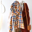 Lisa Angel Personalised Embroidered Blue and Yellow Check Blanket Scarf