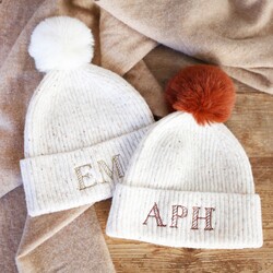 Personalised Natural Marled Winter Hat with Pom Pom