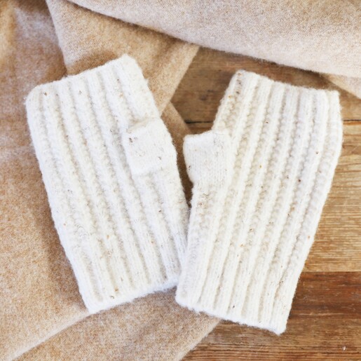 Soft Knitted Hand Warmers Soft Knitted Hand Warmers in Marled Cream