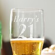 Close Up of Personalised Engraved Birthday Pint Glass