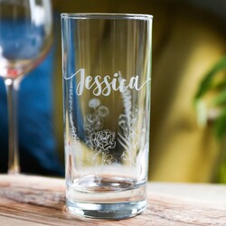Personalised Engraved Wildflower Highball Glass