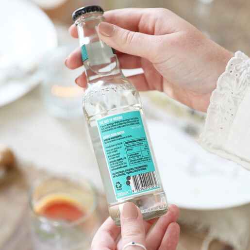 Back of Bottle of The Artisan Drinks Co. Bubbly Soda Water at Lisa Angel