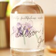 Close up of Personalised Birth Flower 10cl Bottle of Gin
