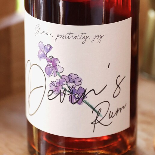 Close up of Personalised Birth Flower 50cl Bottle of Rum