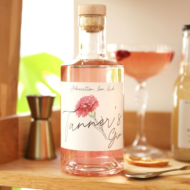 Personalised Birth Flower 500ml Gin Personalised Birth Flower 500ml Gin