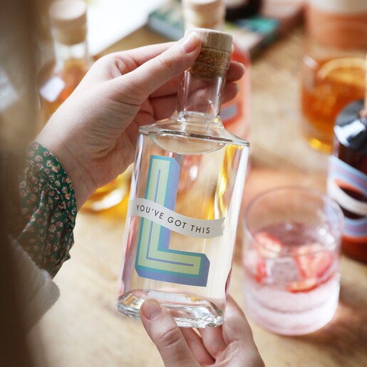 Personalised Bold Initial Banner 50cl Bottle of Gin with Model