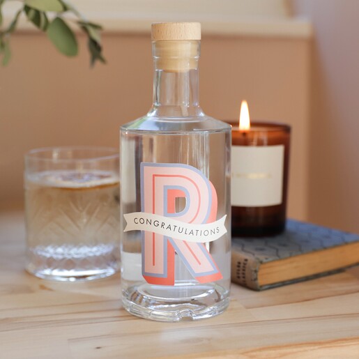Personalised Bold Initial 'R' Banner 50cl Bottle of Gin