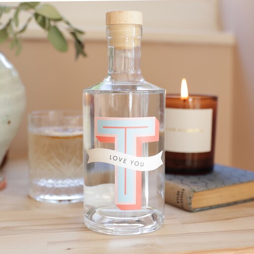 Personalised Bold Initial 'T' Banner 50cl Bottle of Gin