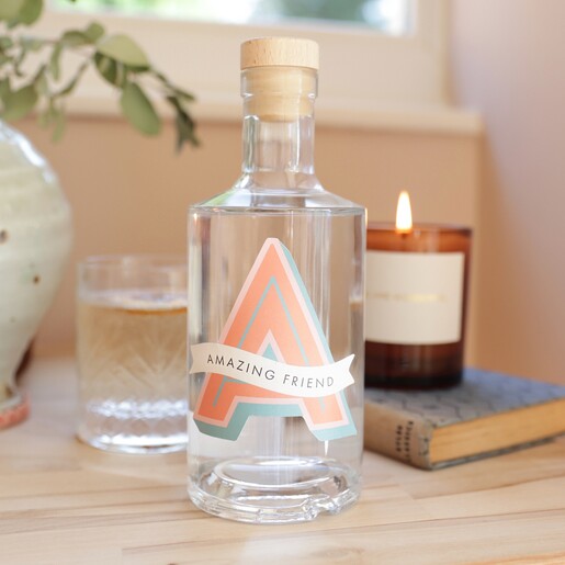 Personalised Bold Initial 'A' Banner 50cl Bottle of Gin