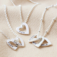 Personalised Mini Sterling Silver Family Names Heart Necklace