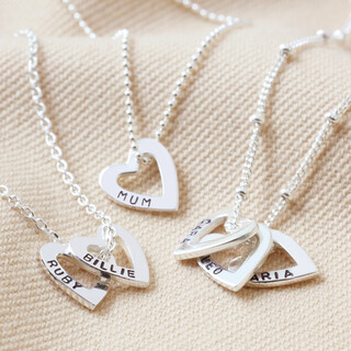 Personalised Family Names Heart Charm Necklace
