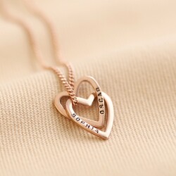 Personalised Rose Gold Sterling Silver Interlocking Hearts Necklace