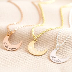 Personalised Sterling Silver Crescent Moon Necklace