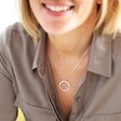 Personalised Silver Halo Necklace on Model
