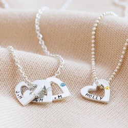 Personalised Mini Sterling Silver Heart Necklace with Swarovski Crystal
