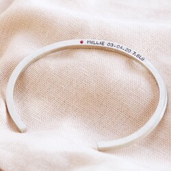 Personalised Sterling Silver Bar Bangle with Swarovski Crystal