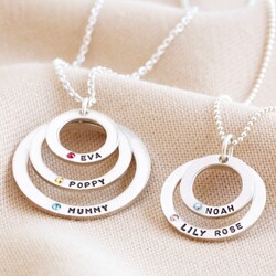 Personalised Sterling Silver Double Hoop Necklace with Swarovski Crystal