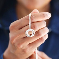 Personalised Sterling Silver Interlocking Circles Necklace with Swarovski Crystal