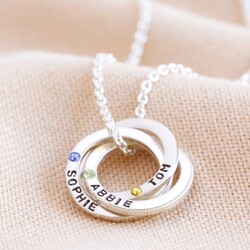 Personalised Sterling Silver Russian Ring Necklace with Swarovski Crystal
