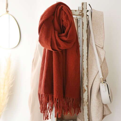 Lisa Angel Lambswool Scarf in Terracotta