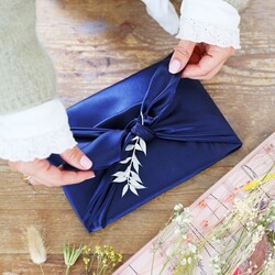 Navy Blue Satin Square Gift Wrap
