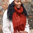 Personalised Starry Initials Lambswool Scarf Worn by Model